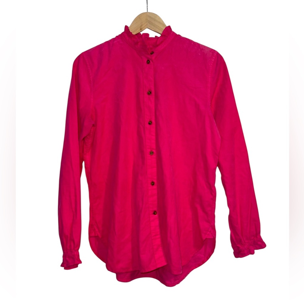 J. Crew Classic-fit ruffleneck Pink shirt in corduroy size 4 - Picture 5 of 15